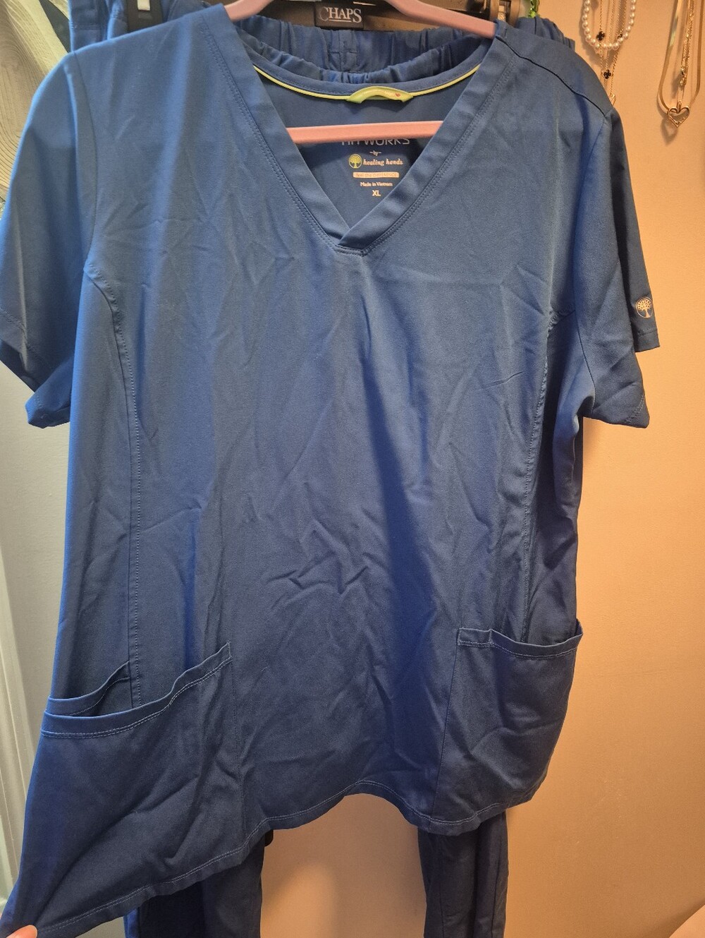 HH Works by Healing Hands Royal Blue Scrub Set - XL Top / XL-Petite Pants